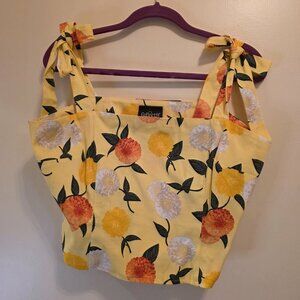 Collectif Yellow Floral Cropped Top XL